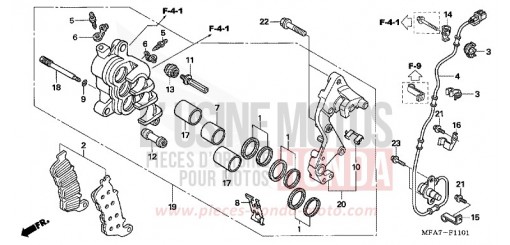 R. FRONT BRAKE CALIPER (CBF1000A/T/S) CBF1000A7 de 2007